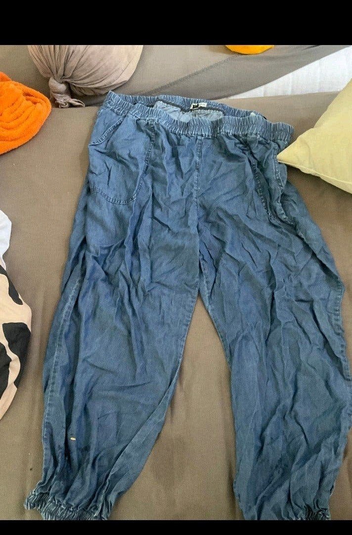 Comfortabele blauwe harembroek met elastische  taille, Kleding | Dames, Broeken en Pantalons, Blauw, Maat 46/48 (XL) of groter
