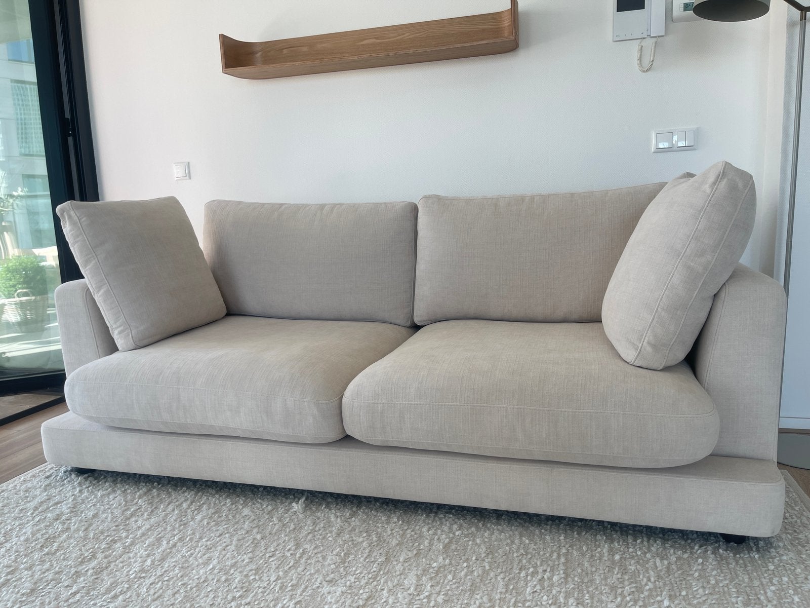 Kave Home beige bank, Ophalen, Zo goed als nieuw, 75 tot 100 cm, 200 tot 250 cm