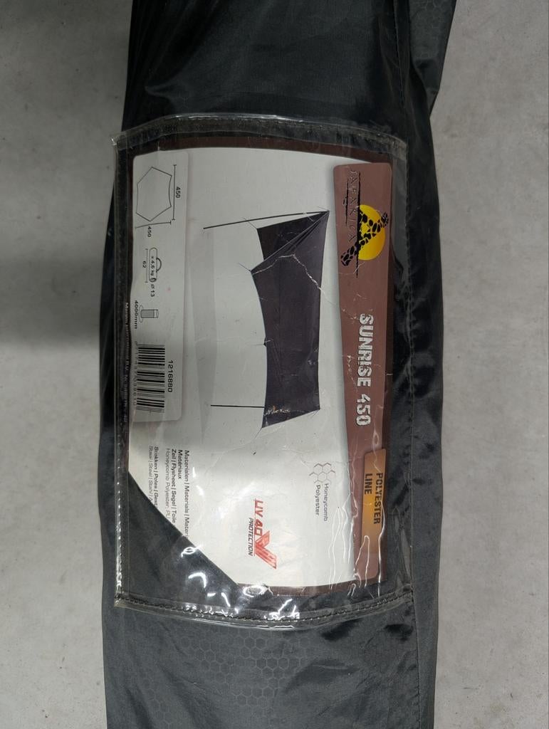 Tarp Safarica Sunrise 450 met stokken, Ophalen of Verzenden, Gebruikt, Tot en met 2