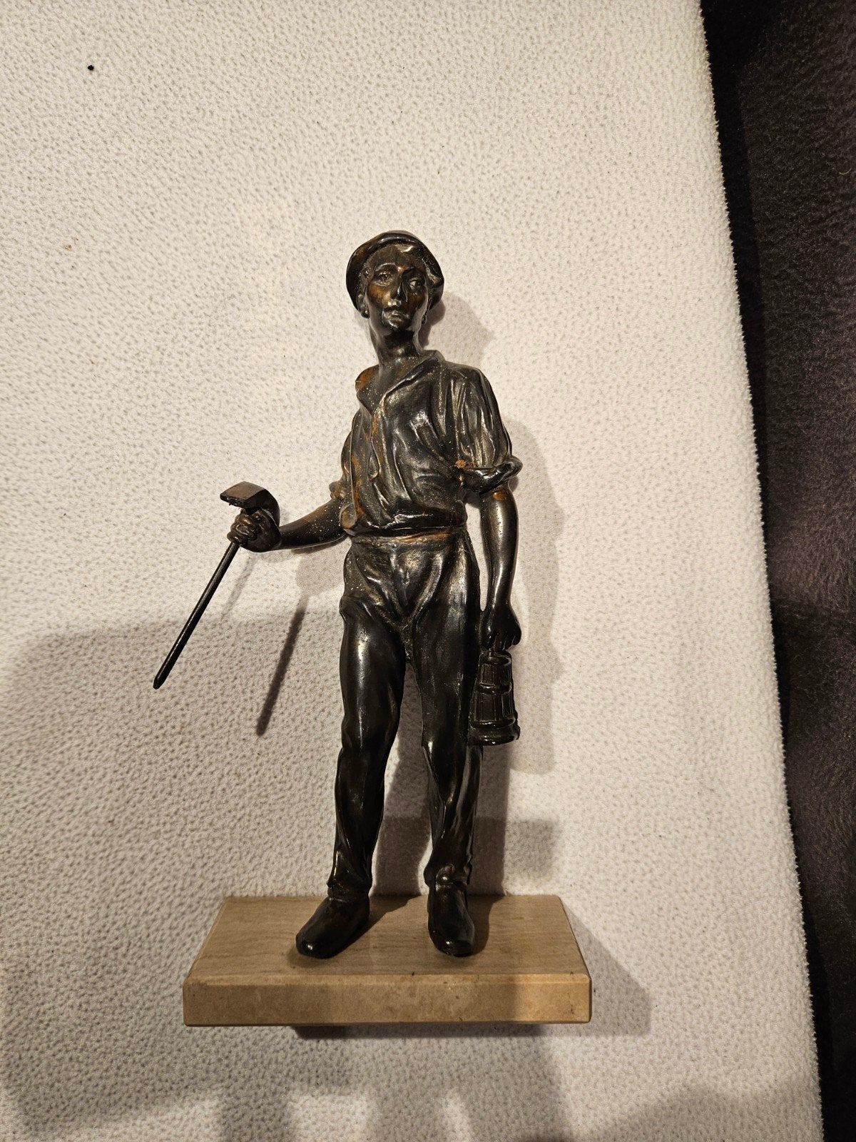 Mijnwerker beeld op sokkel - Vintage, Ophalen of Verzenden, 20 - 50 cm, Op sokkel, Beeld