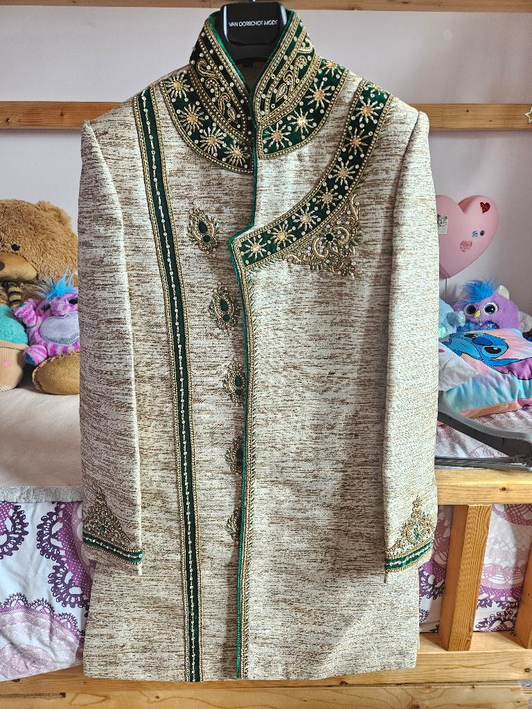 Sherwani, Kleding | Heren, Onbekend, Ophalen of Verzenden, Zo goed als nieuw, Groen
