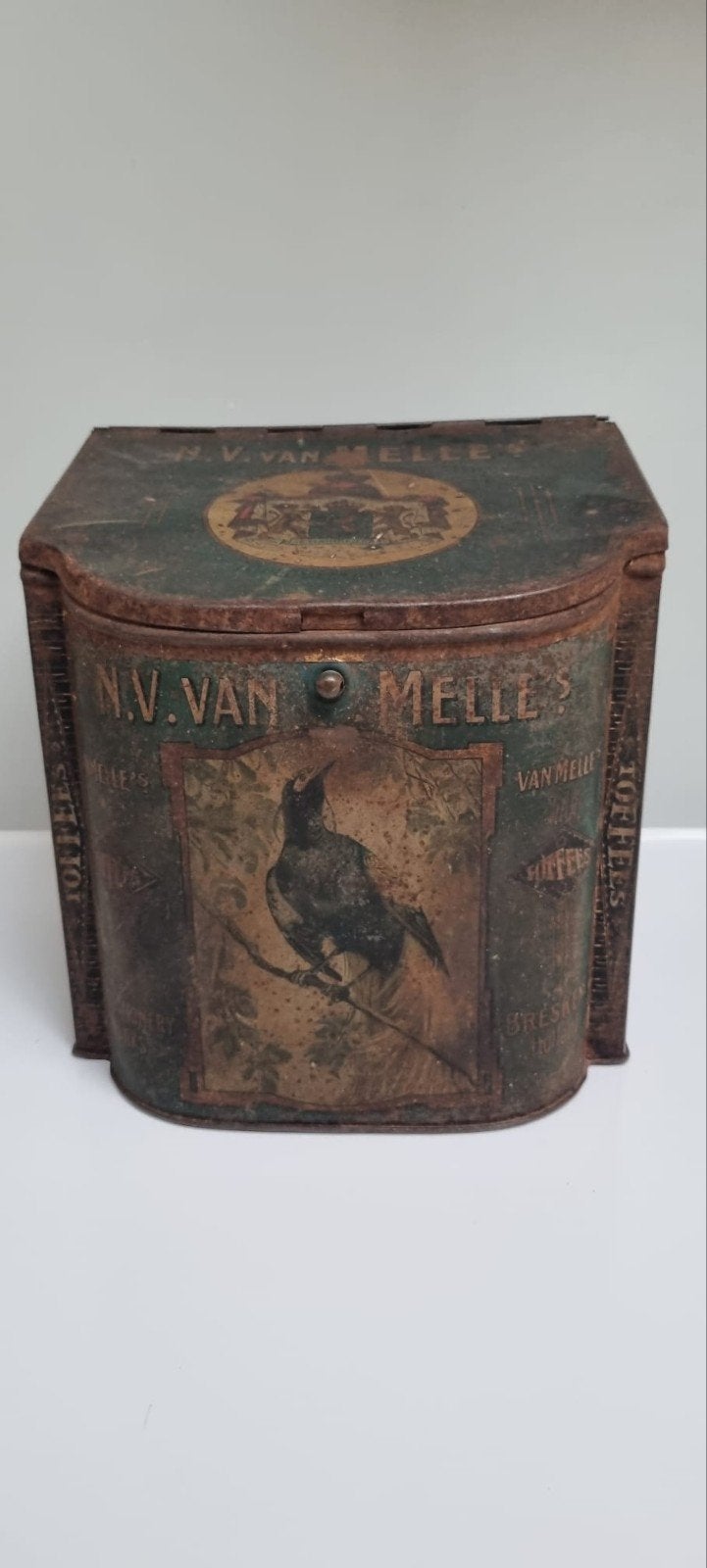 Antiek blik van Melle toffees, Verzamelen, Blikken, Ophalen of Verzenden, Gebruikt, Overige