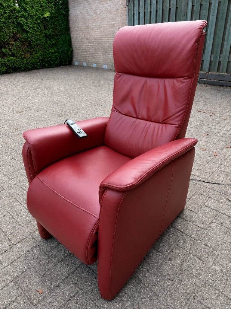 Hukla Leren Relaxfauteuil Elektrisch met Afstandsbediening, Huis en Inrichting, Fauteuils, Ophalen, Elektrische relax stoel, Zo goed als nieuw