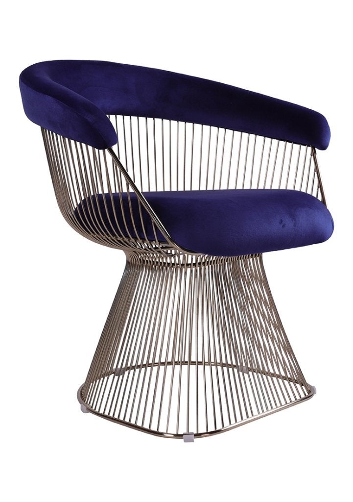 OHNO Wire Chair Armleunstoel Small - Blauw, Niet ingevuld, Overige materialen, Blauw, Niet ingevuld