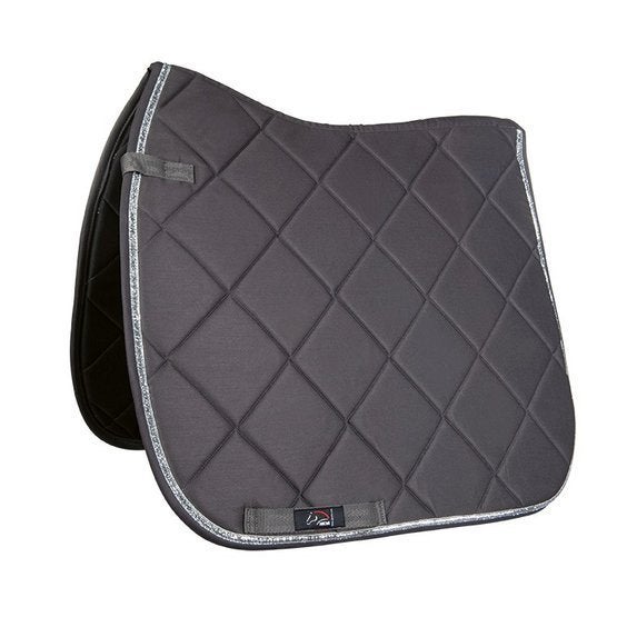 Anthraciet HKM dekje met glitter bies, maat full., Ophalen of Verzenden