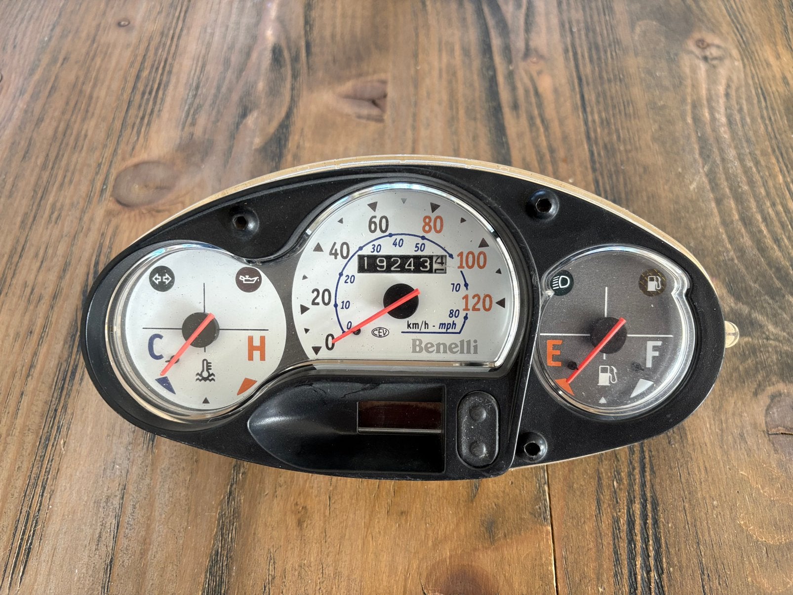 Benelli 491 originele tellerunit met temperatuurmeter, Fietsen en Brommers, Ophalen of Verzenden, Gebruikt, Overige typen, Overige merken