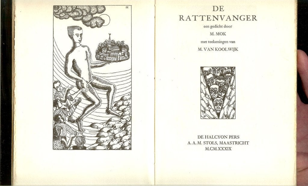 Maurits Mok DE RATTENVANGER - gedicht met teekeningen, Ophalen of Verzenden