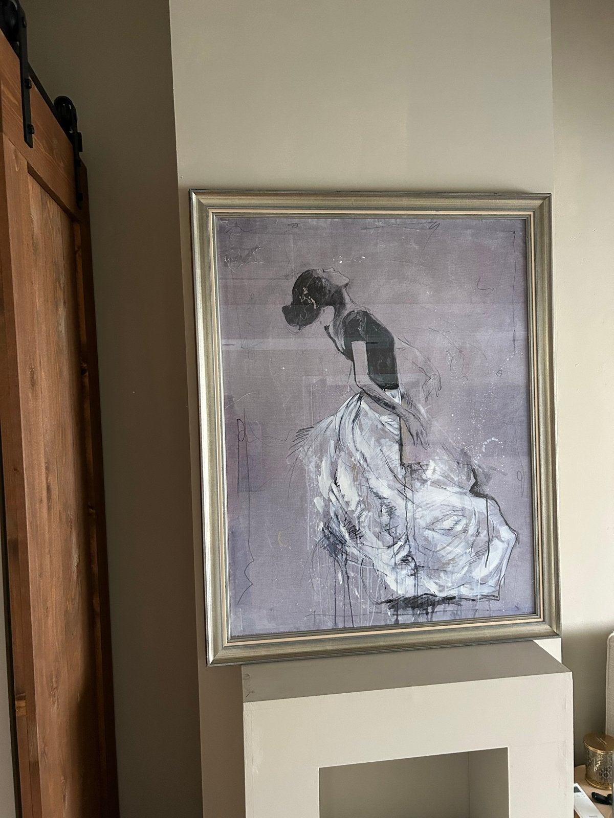 Groot schilderij/poster danseres in zilveren lijst, Ophalen