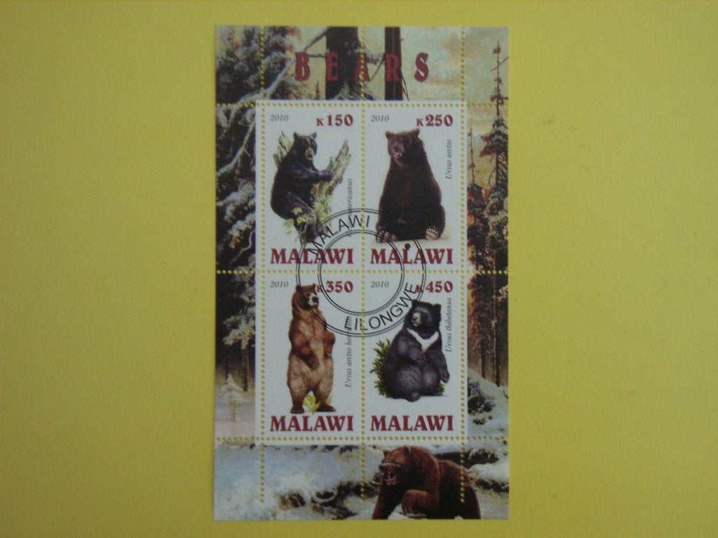 4   Malawi, Beren, Ophalen of Verzenden, Gestempeld, Dier of Natuur