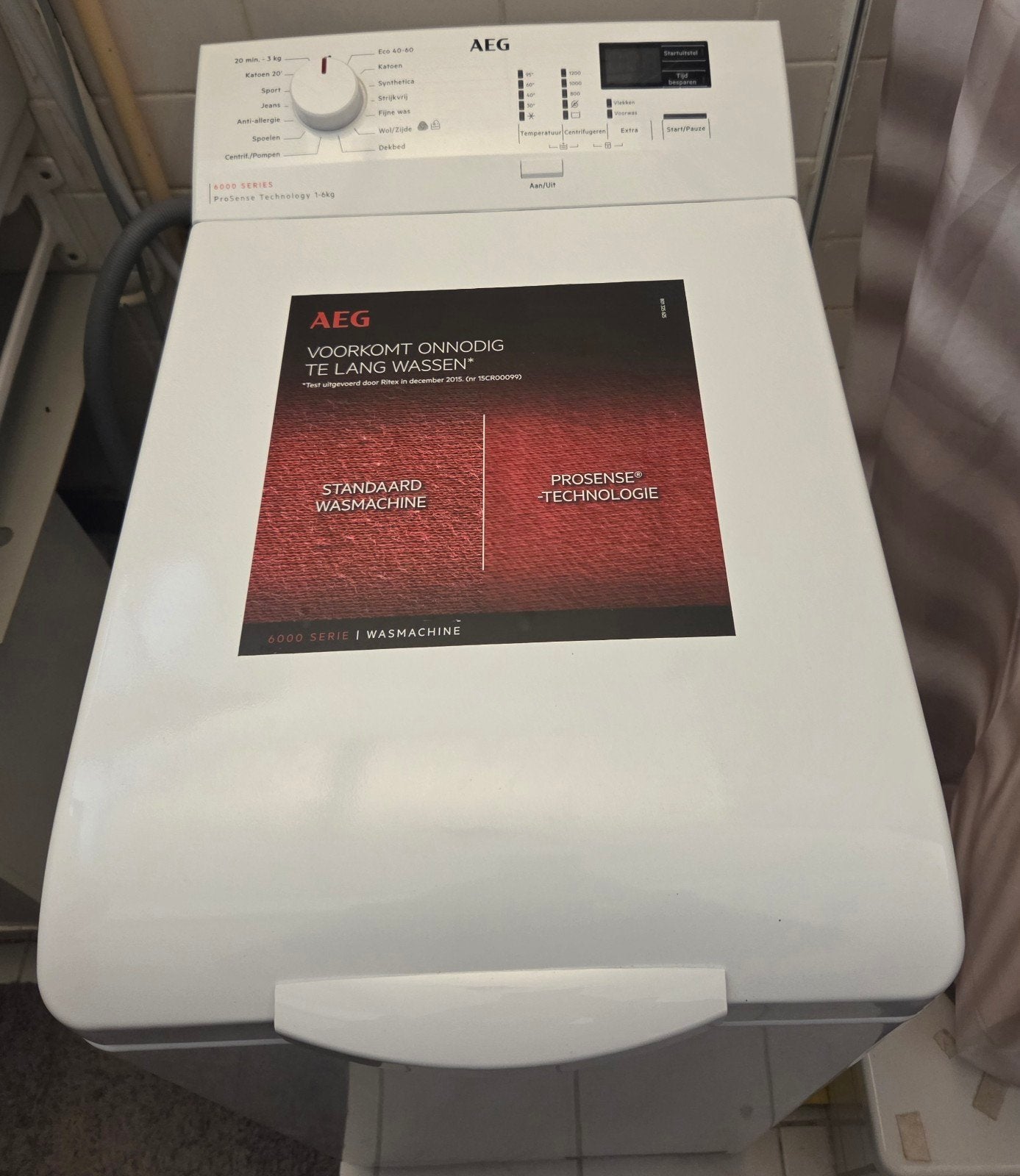AEG Bovenlader Wasmachine - Zo goed als nieuw met garantie, Ophalen, Zo goed als nieuw, Bovenlader