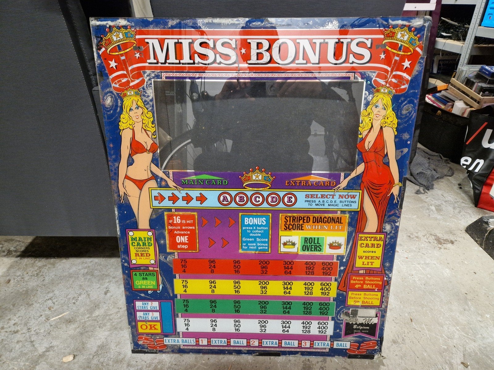 Miss Bonus gokkast plaat glasplaat, Ophalen, Gebruikt