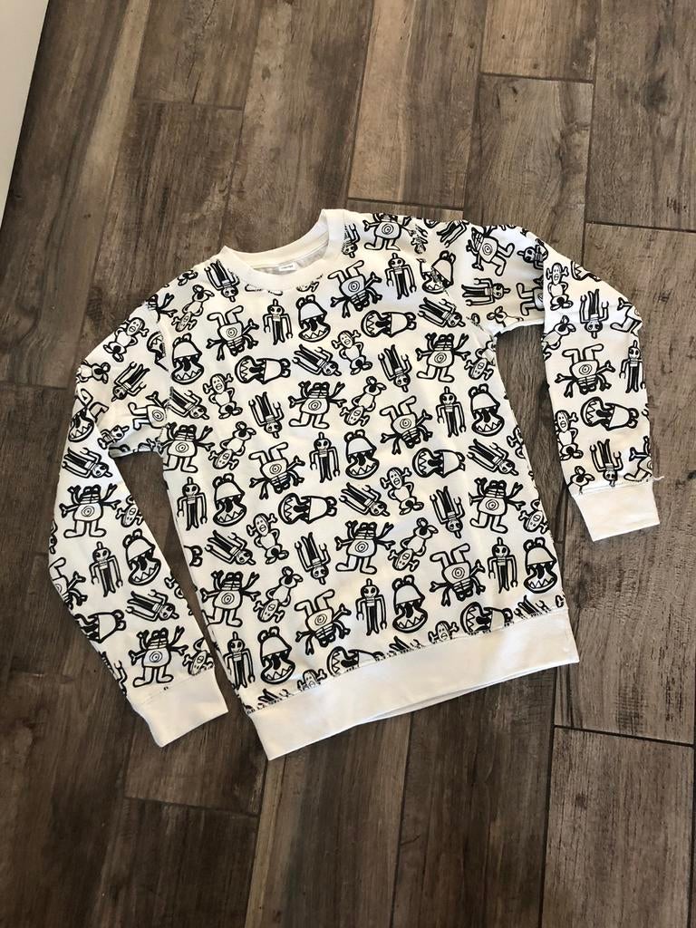 💙 NIEUW Mt 158 164 Sweater trui wit zwart ROBOTS jongen, Ophalen of Verzenden, Nieuw, Jongen, Trui of Vest