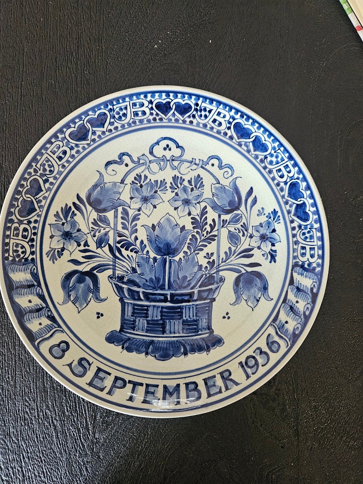 Handgeschilderd Delftsblauw herdenkingsbord, Ophalen of Verzenden