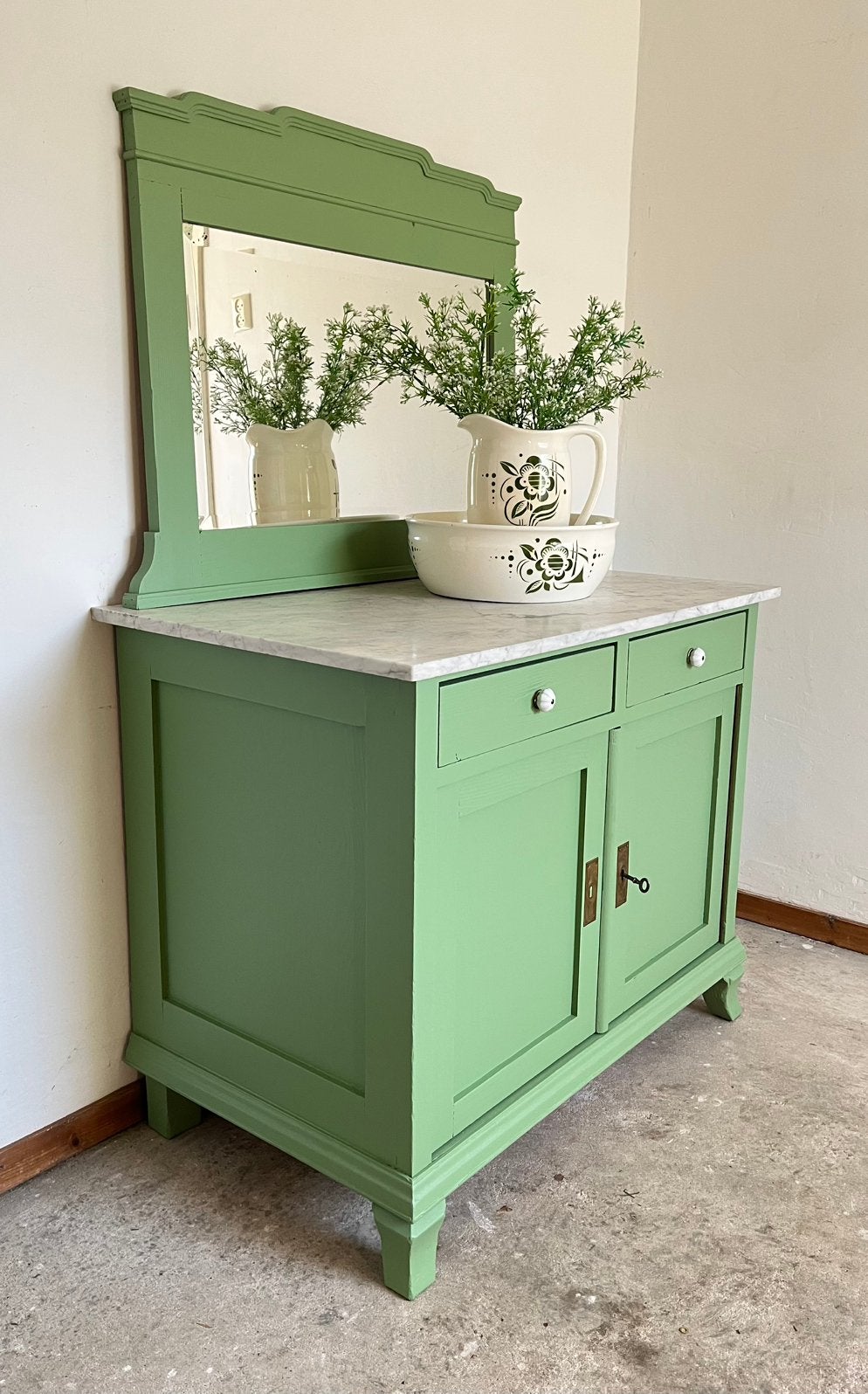 Wasmeubel marmeren blad dressoir vintage commode, Ophalen, Met plank(en), Gebruikt, Nvt