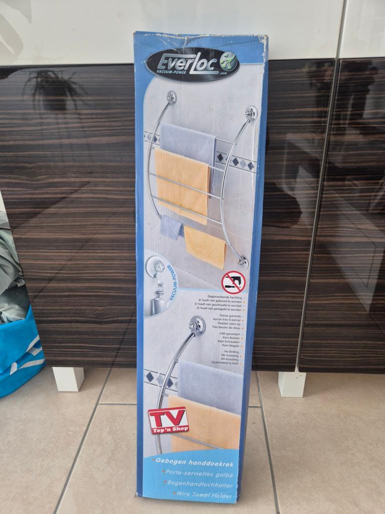 EverLoc Vacuüm Power Gebogen Handdoekenrek - Nieuw, Ophalen of Verzenden, Nieuw, Overige kleuren, Handdoekenrek
