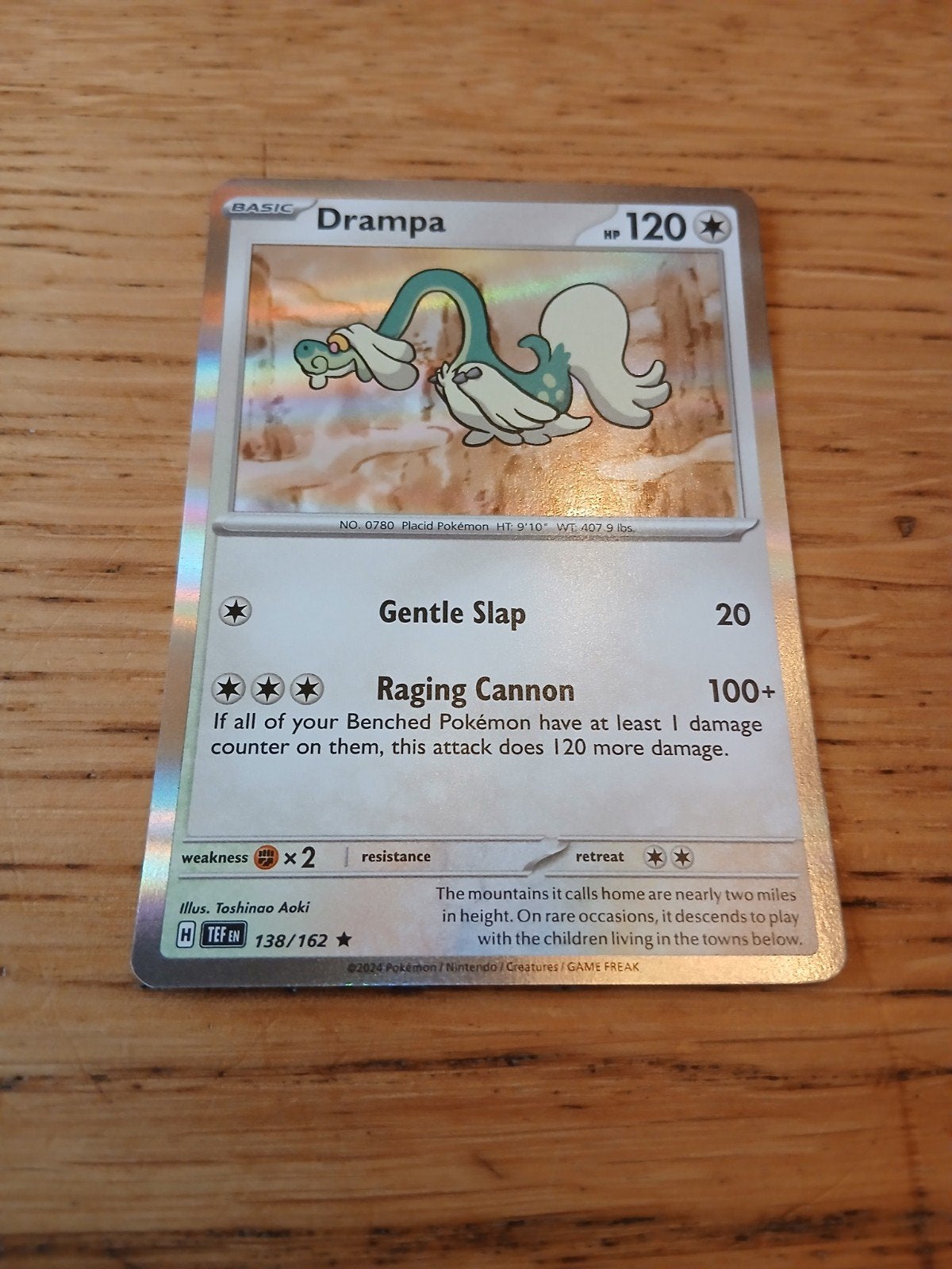 Drampa Pokémon Kaart 138/162 TEF EN Holo, Ophalen of Verzenden, Zo goed als nieuw, Losse kaart, Foil