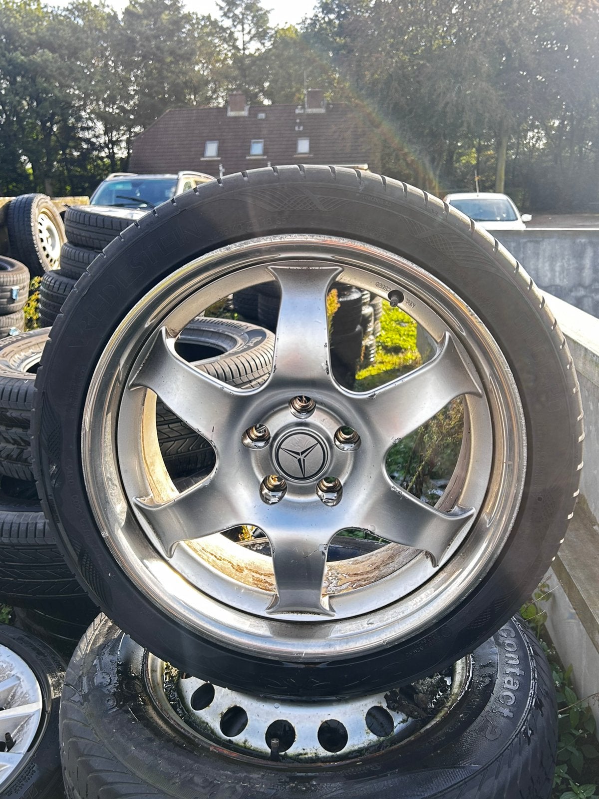 5x112  235 40 18 Mercedes Naaf 66.6  ET35, 18 inch, Banden en Velgen, Ophalen of Verzenden, 235 mm