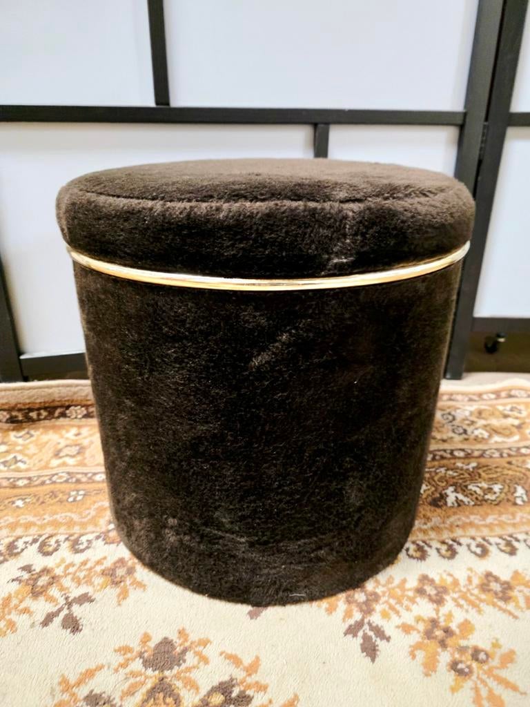 Vintage 1970s Pouf / Footstool - Fabric, Gebruikt, Vintage, Klassiek, Ophalen of Verzenden, Stof