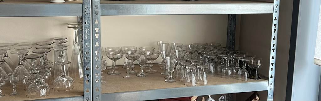 Karaf, wijnglazen, bokaal, champagne glazen, Antiek en Kunst, Antiek | Glas en Kristal, Ophalen