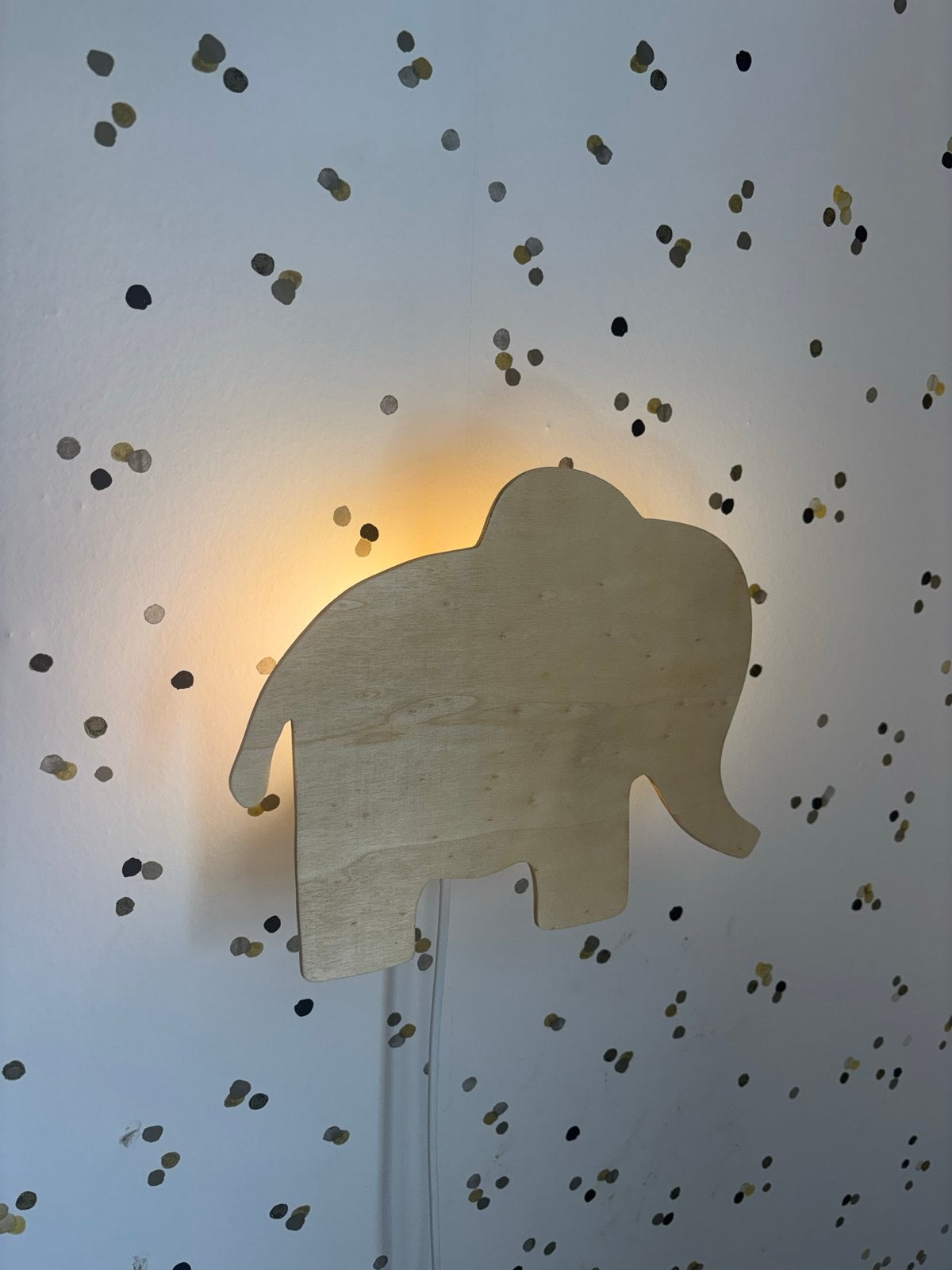 Houten olifant wandlamp voor kinderkamer, Overige merken, Zo goed als nieuw, Ophangbaar, Lamp