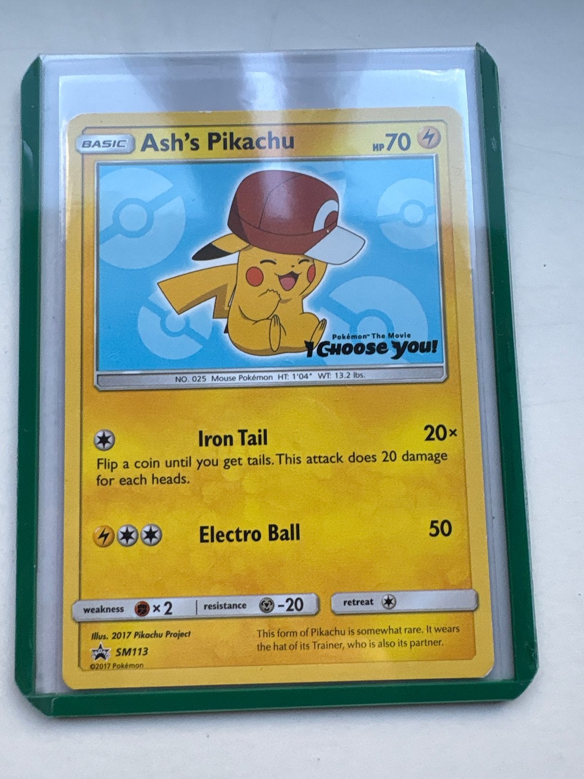 Ash's Pikachu Pokémon Kaart SM113 - Zo goed als nieuw, Ophalen of Verzenden, Zo goed als nieuw, Losse kaart