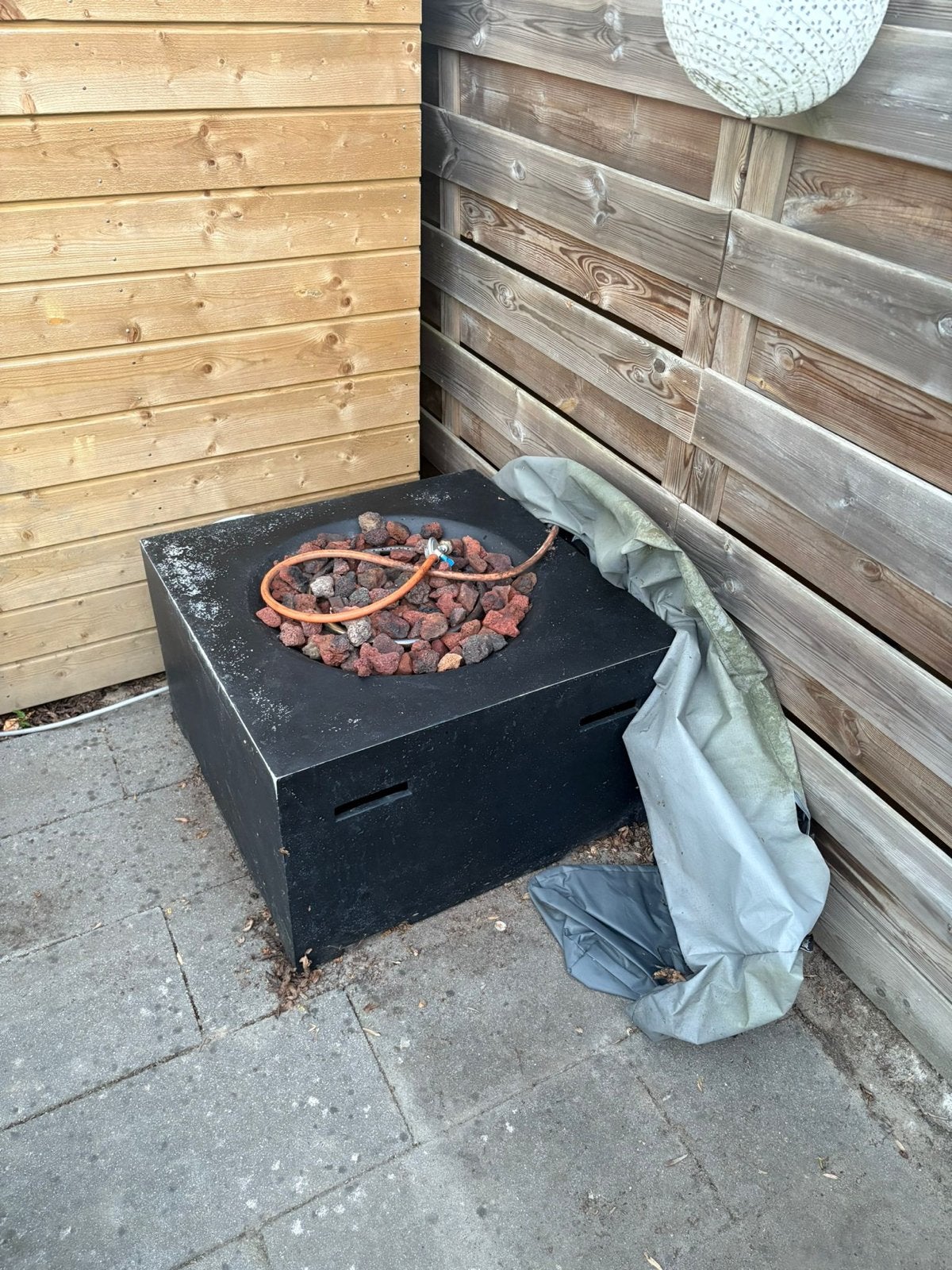 Zwarte vuurkorf op gas, Tuin en Terras, Ophalen, Gebruikt, Vuurkorf