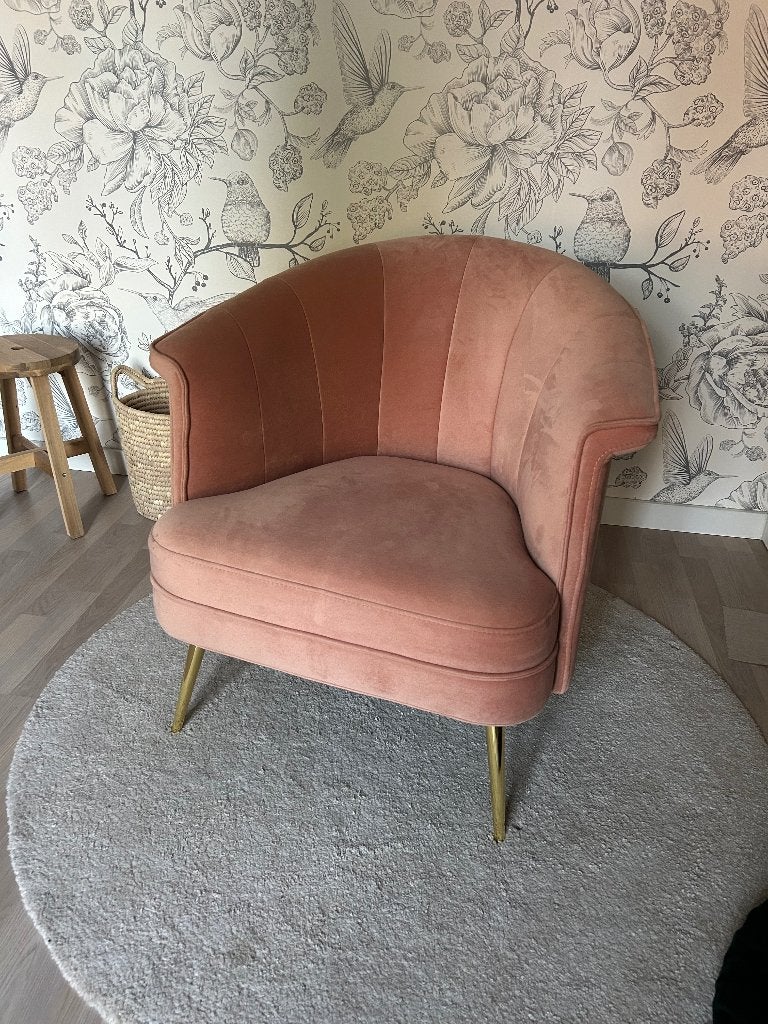 Velvet fauteuil Amy roze Bonx71, Ophalen of Verzenden, Zo goed als nieuw, Minder dan 75 cm, 75 tot 100 cm