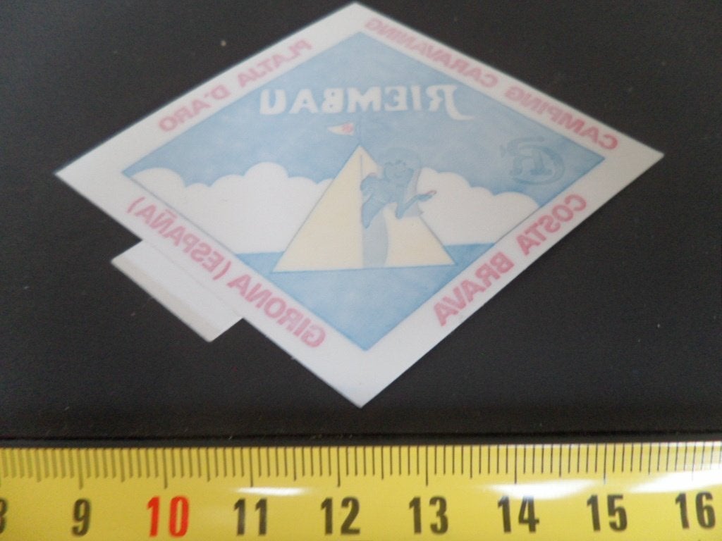 sticker Raamsticker RIEMBAU Girona Spanje Camping Caravanin*, Ophalen of Verzenden, Zo goed als nieuw