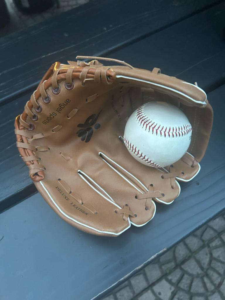 Angel Sports Honkbalhandschoen met Bal - Deluxe Leer, Sport en Fitness, Ophalen, Zo goed als nieuw