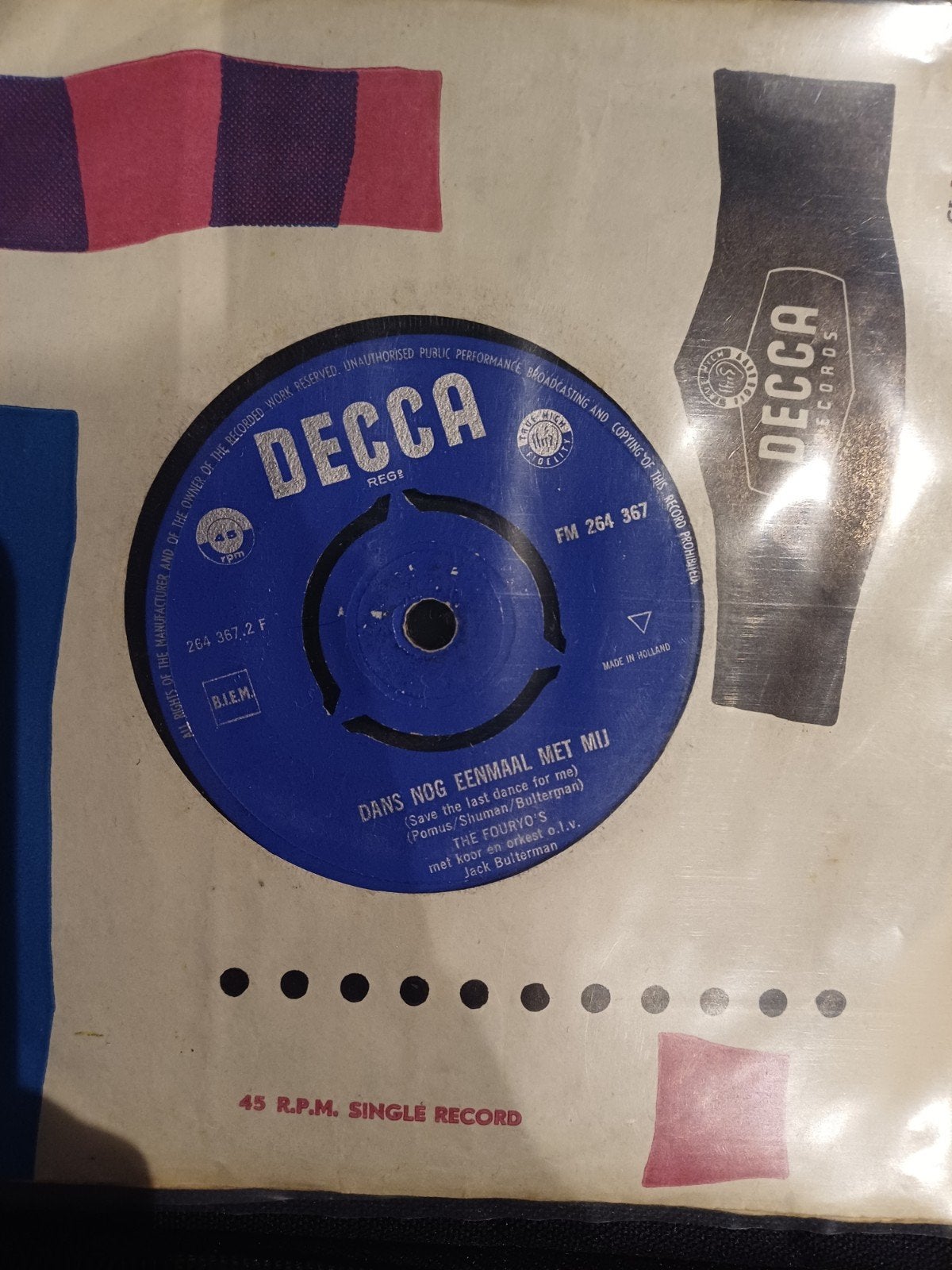 The Fouryo's - Dans Nog Eenmaal Met Mij (45 RPM Single), Cd's en Dvd's, Vinyl Singles, Gebruikt, Originele persing, 7 inch, Ophalen of Verzenden