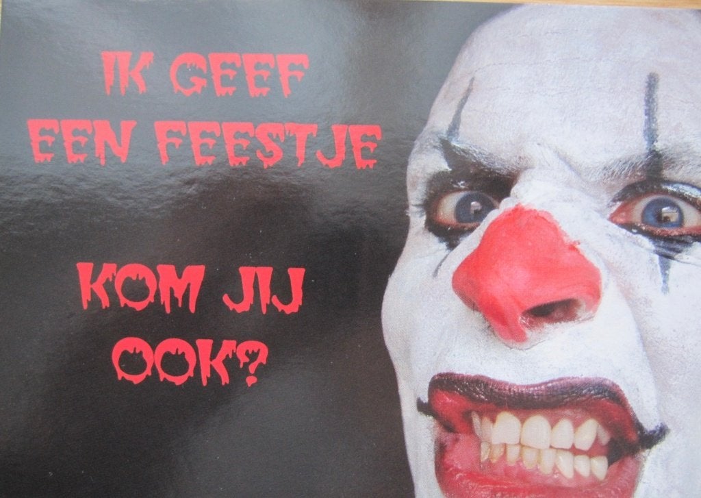 Boomerang - ik geef een feestje - scary bastards - clown, Verzenden, 1980 tot heden, Ongelopen, Overige thema's