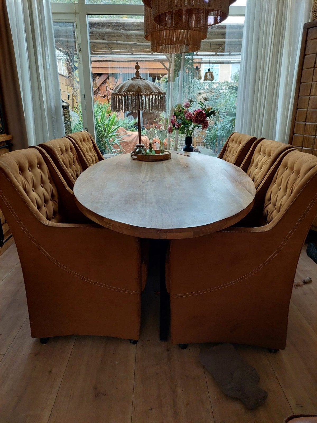 Mooie mango eettafel - 220x112 cm - Zo goed als nieuw, Ophalen, 100 tot 150 cm, 200 cm of meer, Zo goed als nieuw