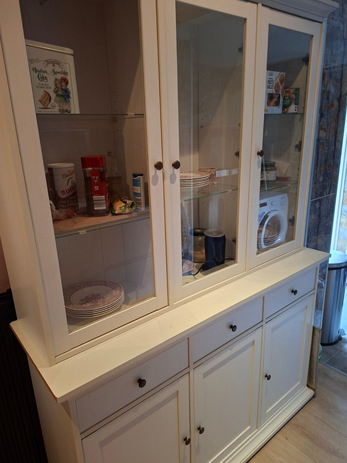 Buffetkast met vitrine en lades, Ophalen, Gebruikt, 100 tot 150 cm, Klassiek