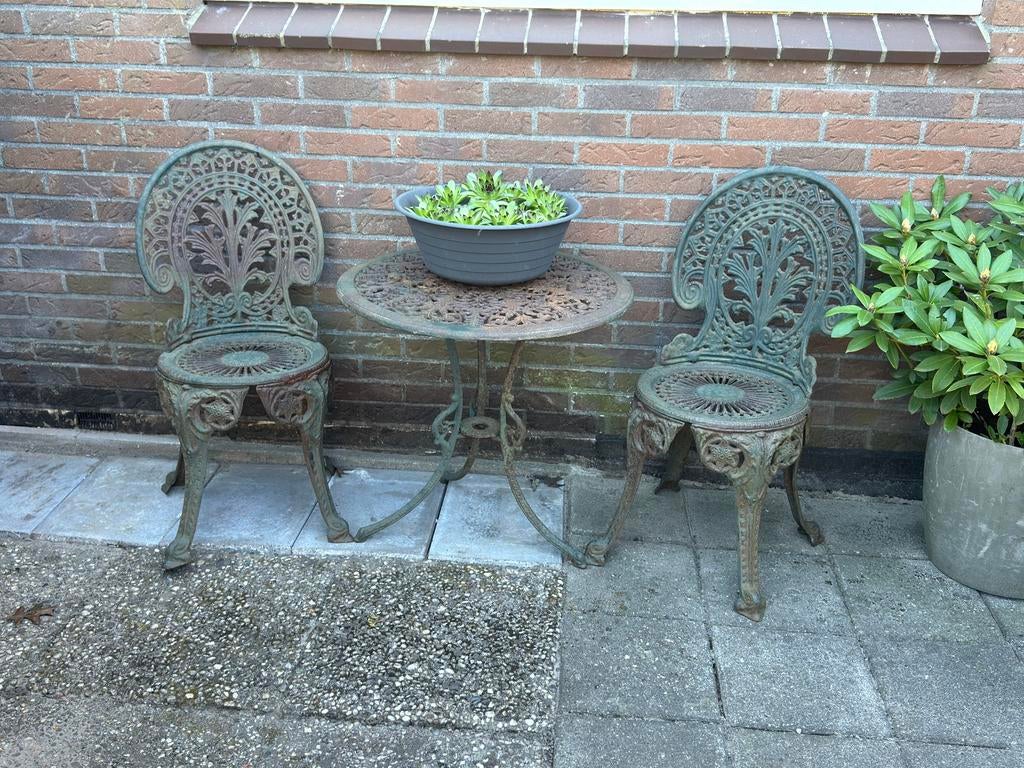 Antieke Tuinset, Tuin en Terras, Ophalen, Zo goed als nieuw, Overige materialen, 2 zitplaatsen