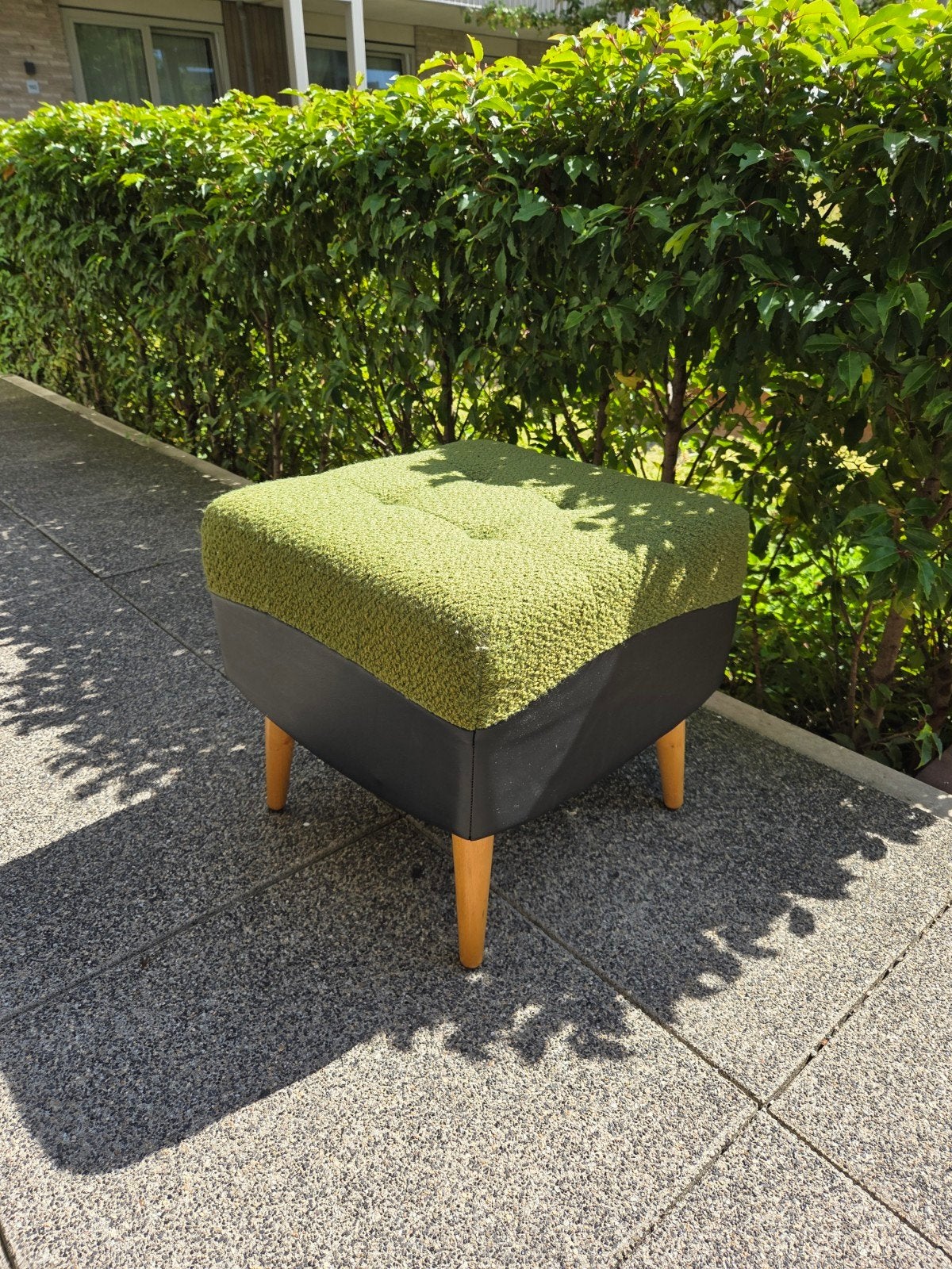 Vintage Groene Poef / Voetenbank - Jaren '60 Stijl, Ophalen, Minder dan 50 cm, Gebruikt, Vierkant