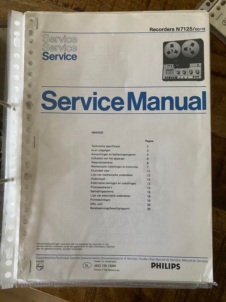 Philips Service Manual N7150 en N7125, Ophalen of Verzenden, Bandrecorder