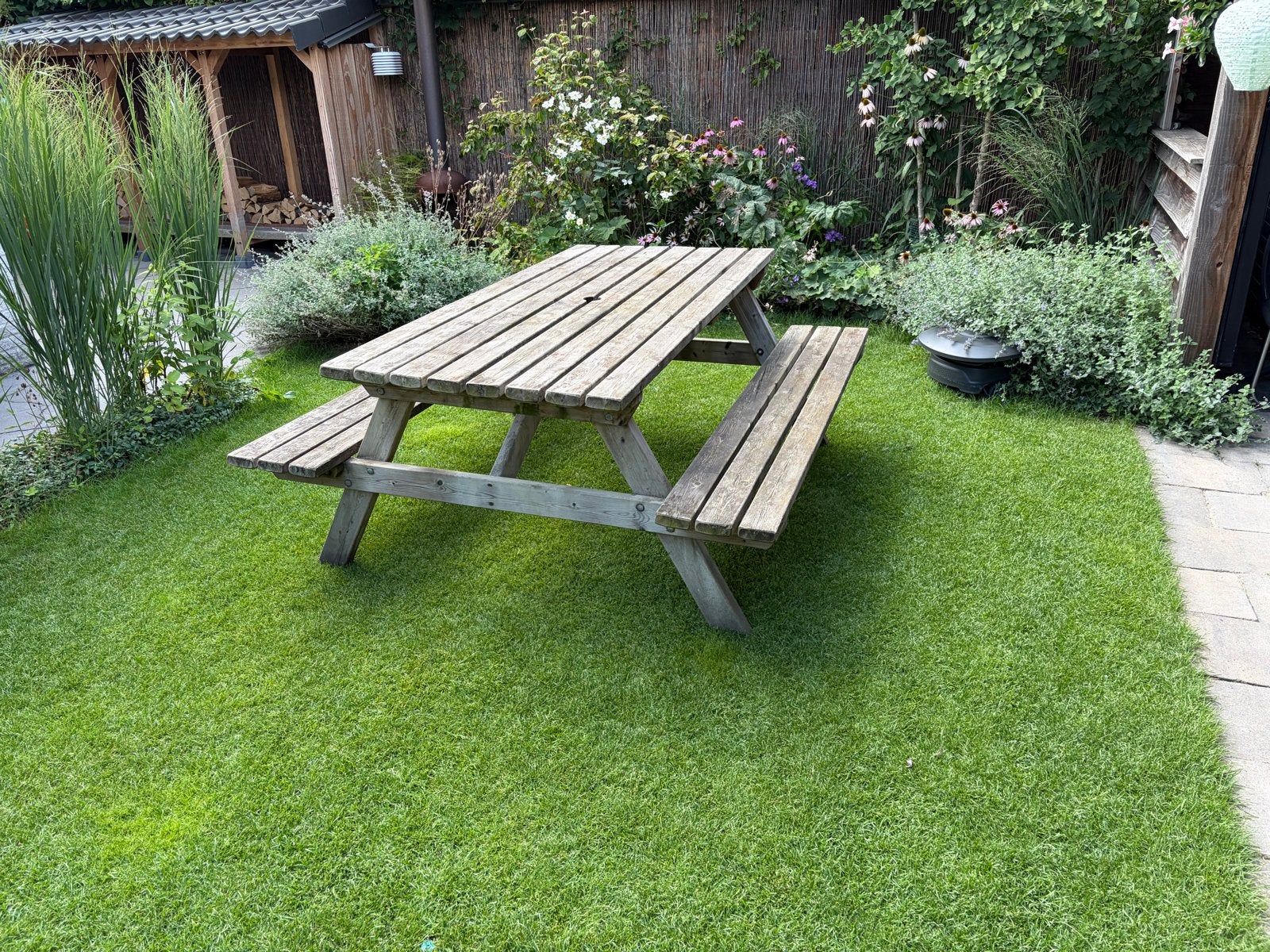 Robuuste houten picknicktafel, Ophalen, Gebruikt, Rechthoekig, Hout