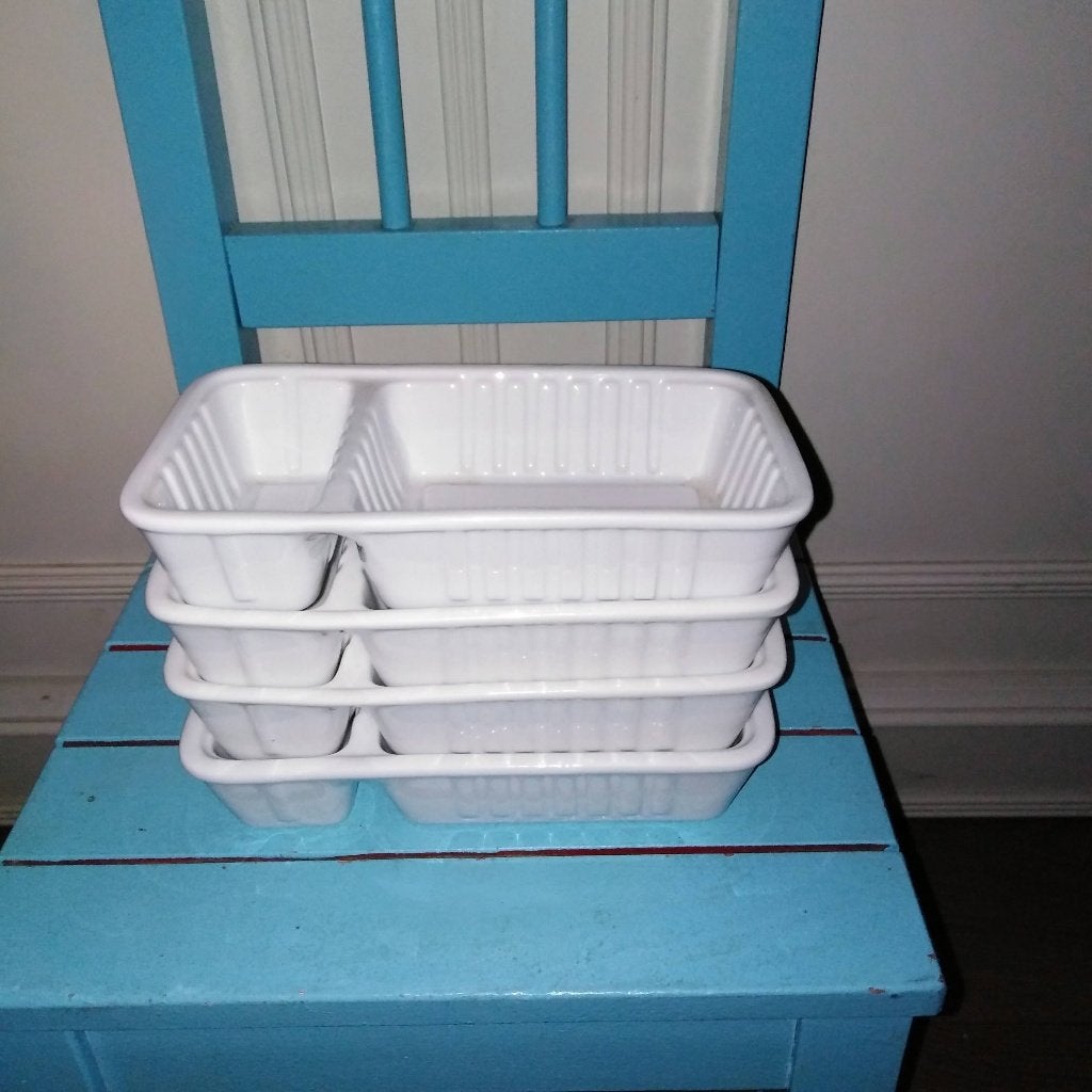 Patatbakjes met sausgedeelte 4 stuks Dake&Zn, Huis en Inrichting, Ophalen, Gebruikt, Overige merken, Schaal of Schalen