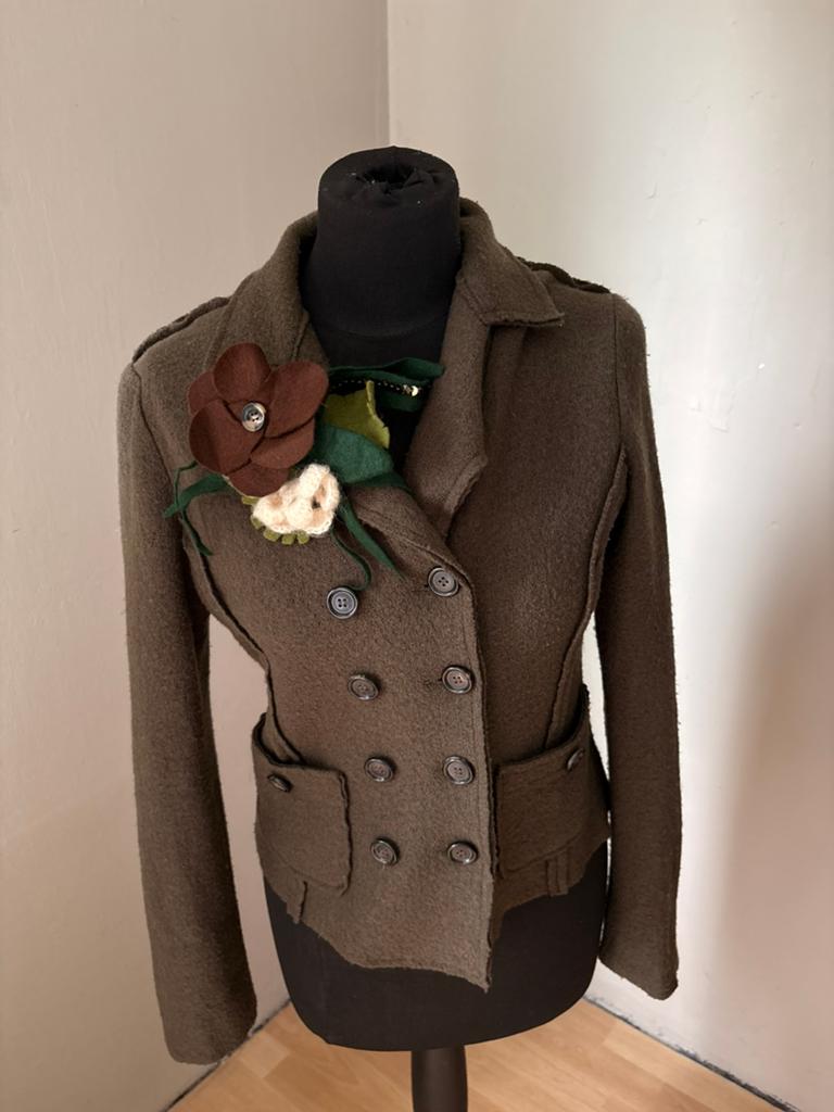 Cristina Gavioli mooi groen jasje 50% merino wol mt 36 ZGAN, Kleding | Dames, Ophalen of Verzenden, Zo goed als nieuw, Maat 36 (S)