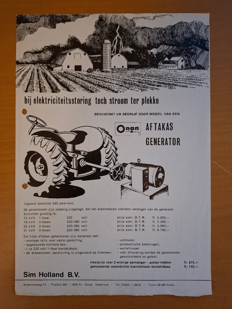 Folder Sim Holland Aftakas Generator, Ophalen of Verzenden, Gelezen, Tractor en Landbouw