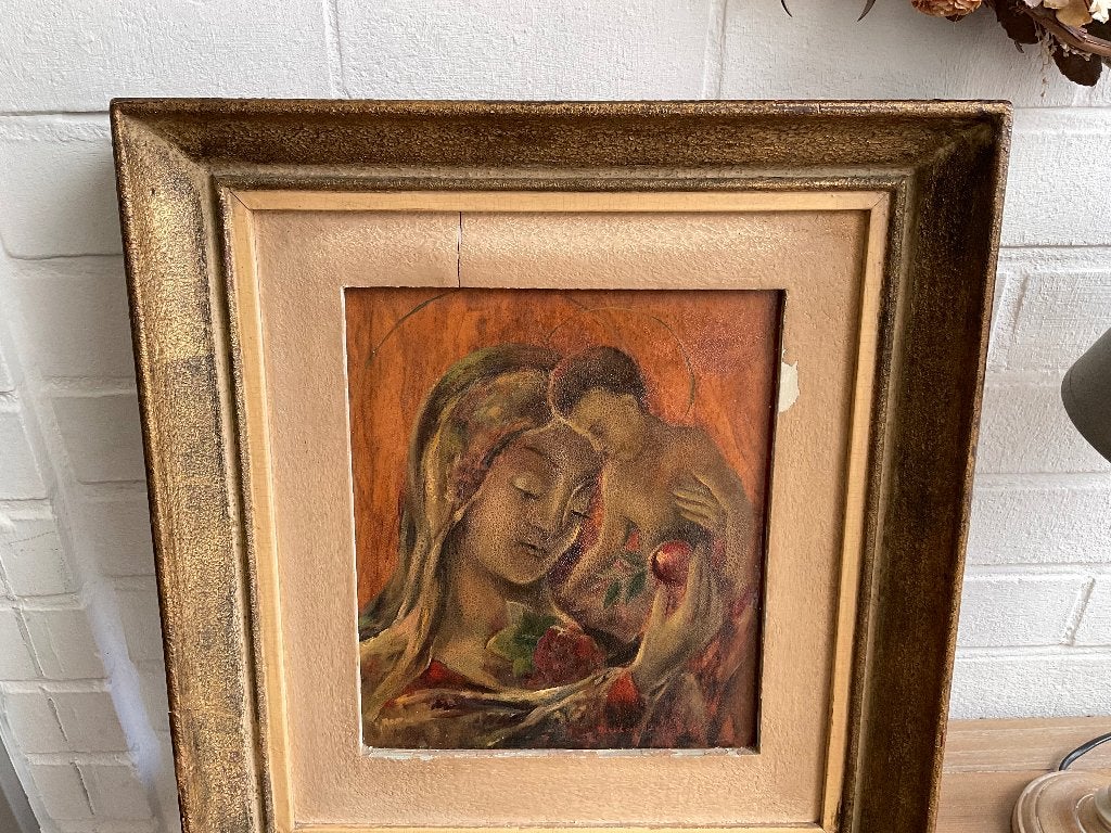 Oud schilderij Moeder en kind, Ophalen of Verzenden