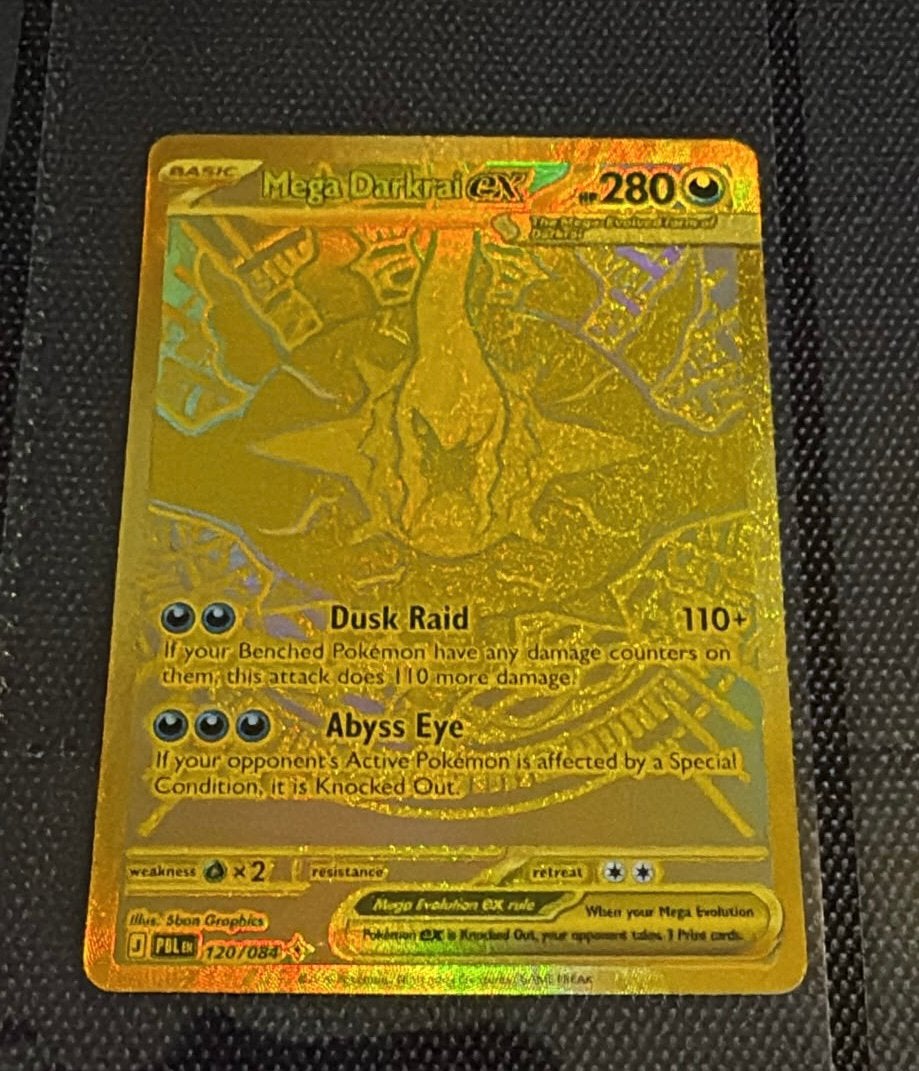 Mega Darkrai EX 280 HP Gouden Pokémon Kaart, Ophalen of Verzenden, Nieuw, Losse kaart, Foil