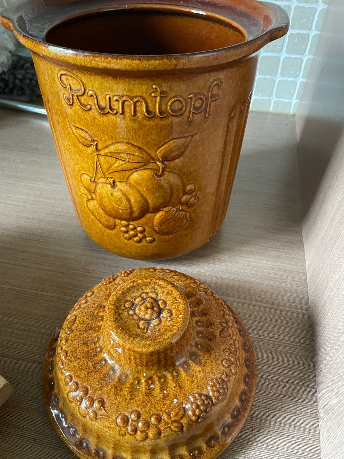 Vintage Rumtopf - Aardewerk Pot met Deksel, Ophalen of Verzenden