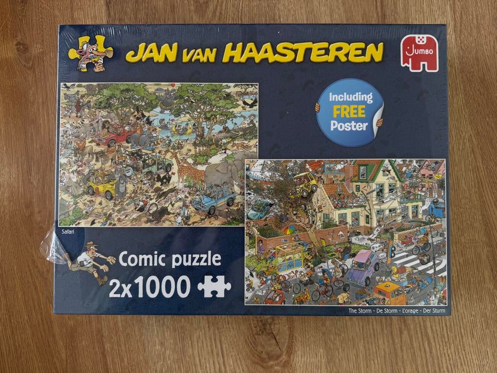 Jan van Haasteren Puzzel - 2x1000 stukjes - Nieuw, Ophalen of Verzenden, 500 t/m 1500 stukjes, Nieuw, Legpuzzel
