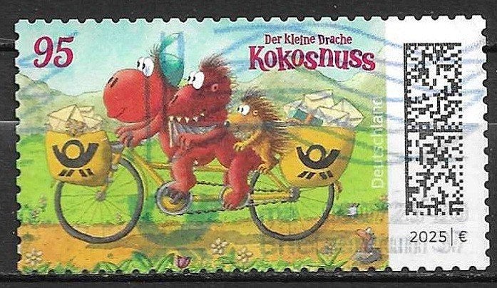 Duitse postzegel 2025 - De kleine draak Kokosnoot, Ophalen of Verzenden, 1990 tot heden, Gestempeld