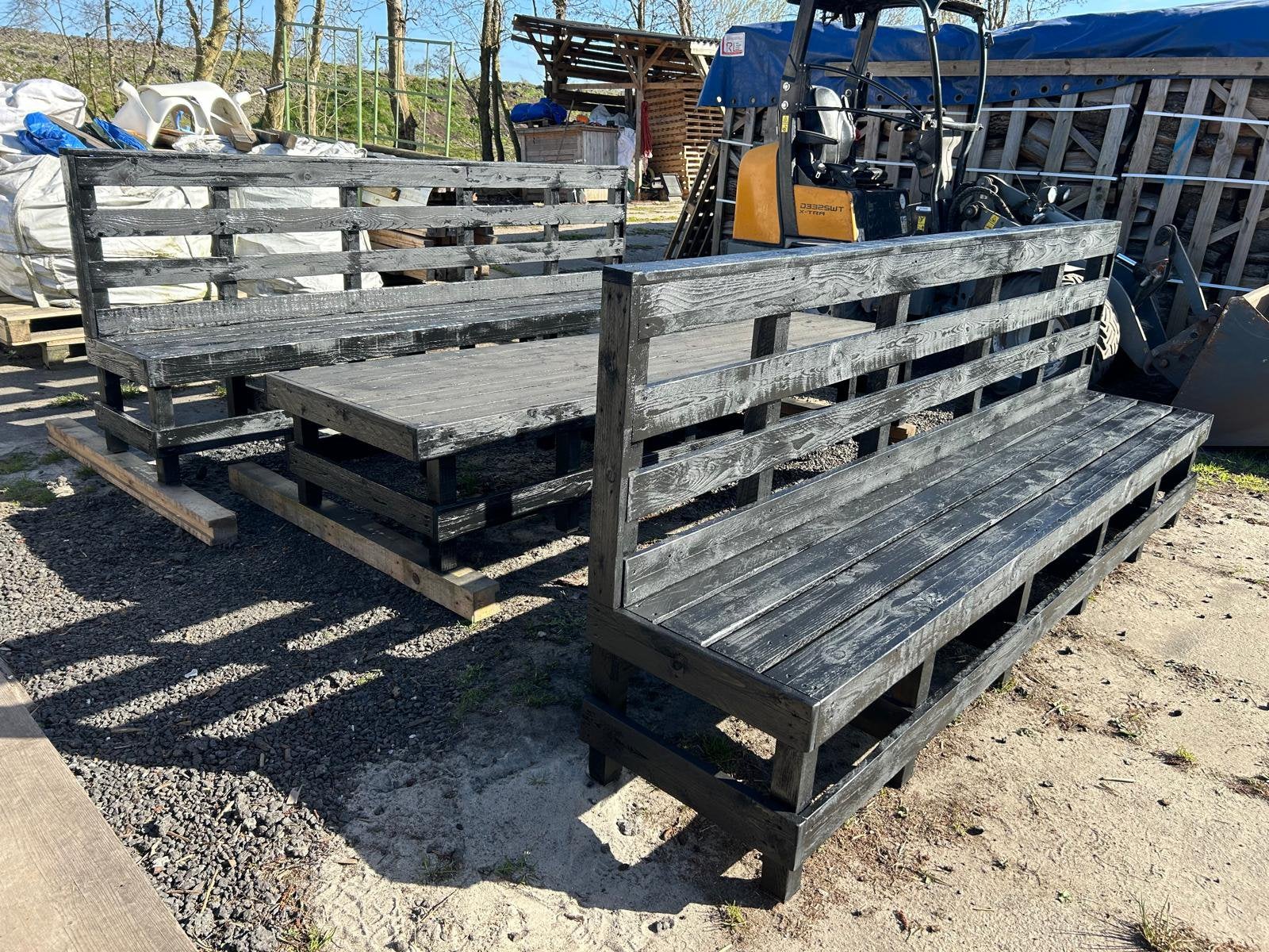 Zwart houten tuinset groot, Tuin en Terras, Ophalen