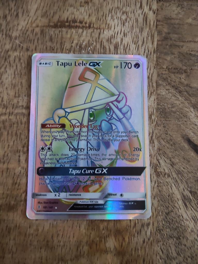 Tapu Lele GX Pokémon kaart - Full Art Holo, Ophalen of Verzenden, Zo goed als nieuw, Losse kaart, Foil