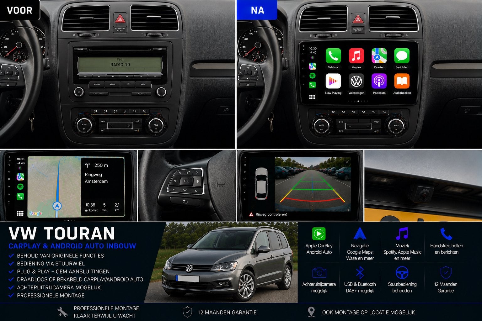 Volkswagen Touran CarPlay & Android Auto Inbouw, Auto diversen, Autoradio's, Ophalen, Nieuw