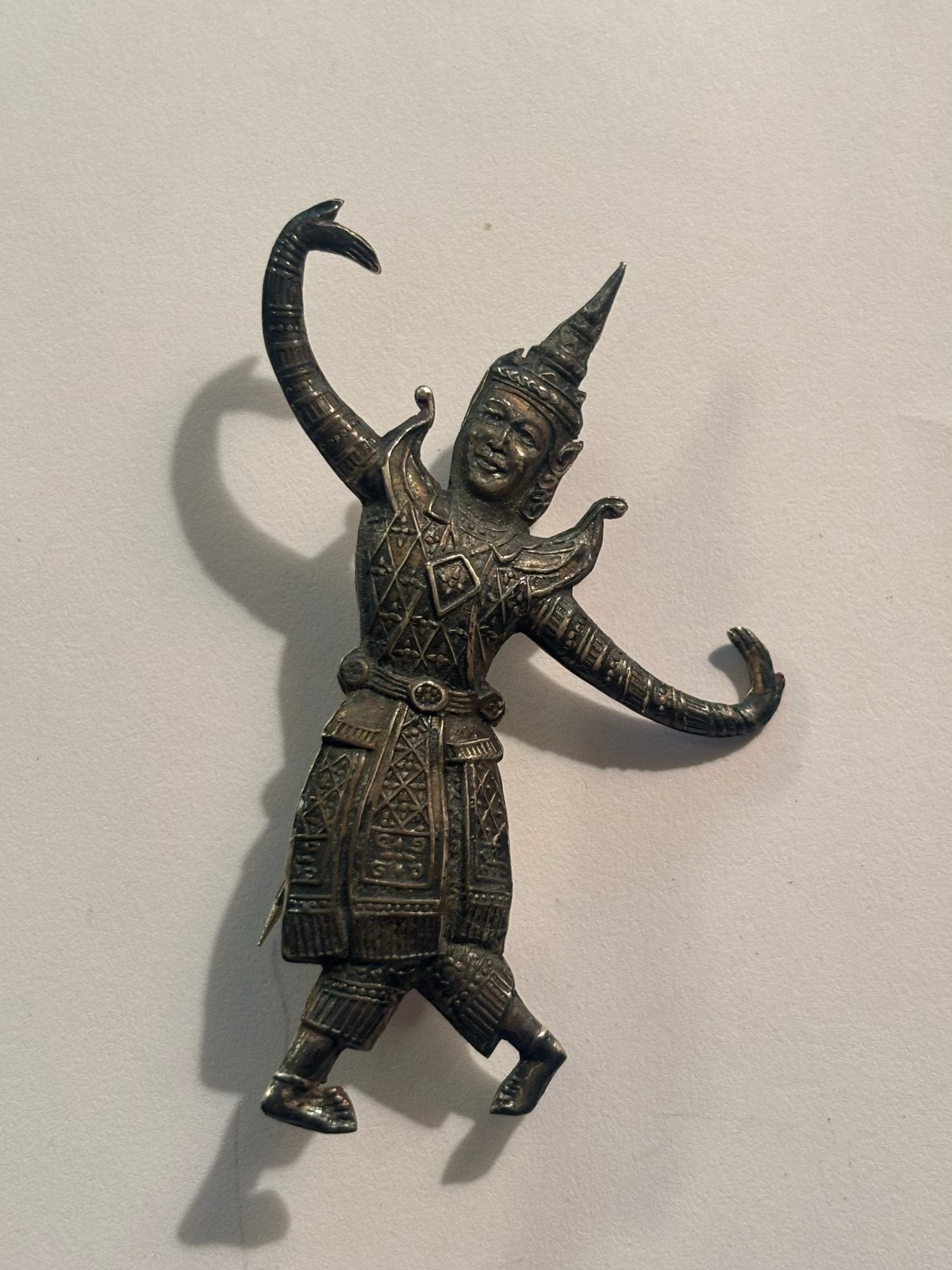 Vintage Siam Sterling Zilveren Danser Broche 4x6 cm, Ophalen of Verzenden, Gebruikt, 4 tot 7 cm, Zilver