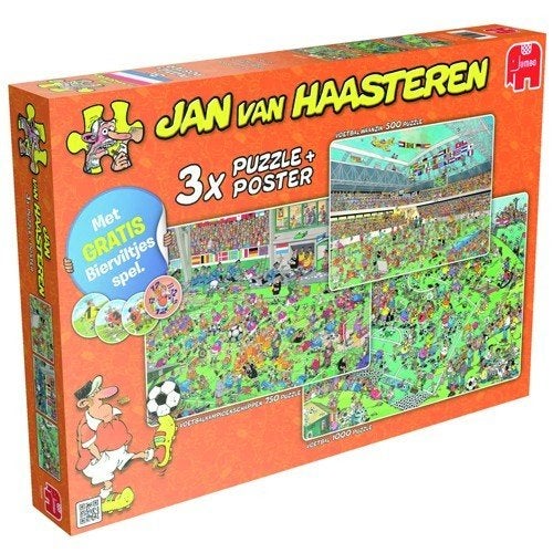 Jumbo Puzzel Jan van Haasteren 3 in 1 Voetbal (500+750+1000, Ophalen of Verzenden, 500 t/m 1500 stukjes, Zo goed als nieuw